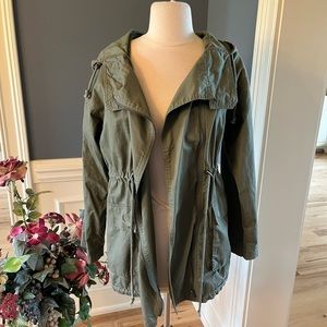 Ellison Olive Green Lightweight Utility Jacket Hooded Womens Medium